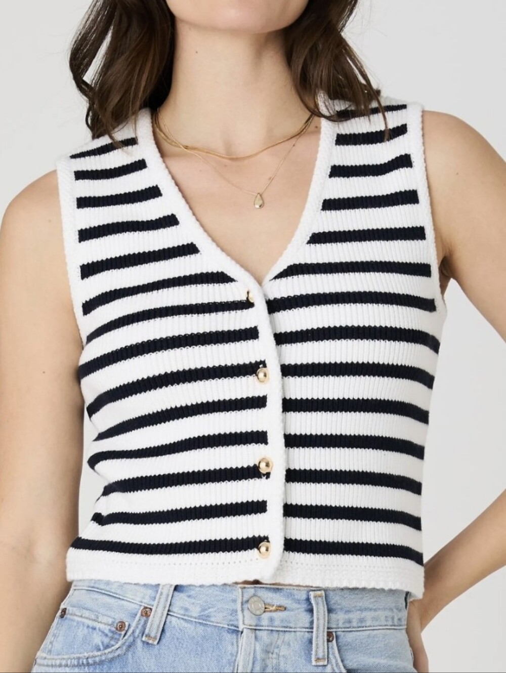 FRENCH CONNECTION Cotton Stripe Sweater Vest